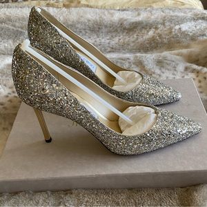 Jimmy Choo Romy 85 coarse glitter pumps size IT 38 US 7